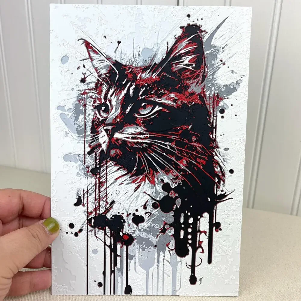 Cat Wall Art, Modern Abstract Drip Painting Style Wall Art, Cat Lover